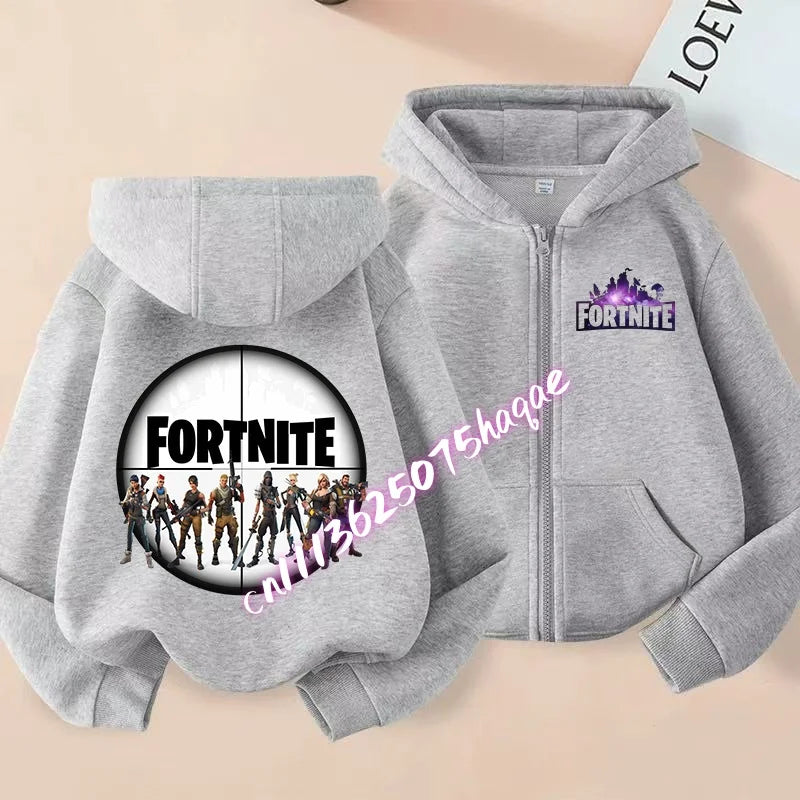 New Fortnites Child Zip-up Hoodie Cartoon Anime Hoodies Casual Breathable Kids Boys Coat Jackets 2026 Spring Children Clothing