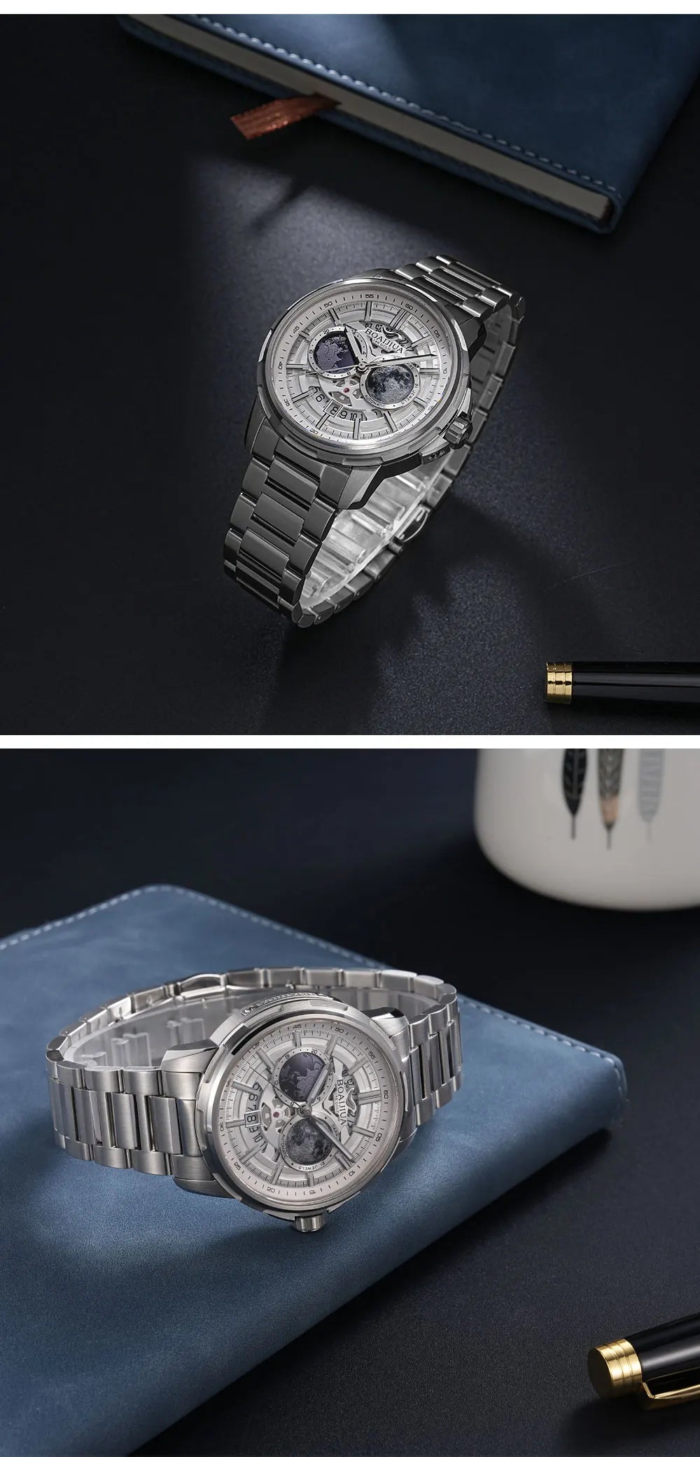 BORIAGE(BOAIJIUA) Automatic Mechanical Watch Creative Starry Sky Watch Water Resistant  Mechanical Watches Birthday Gift for Men
