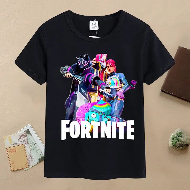 Summer Fortnite Children T-shirt Cartoon Game Figure Printed T-shirt Boys Casual Sports T-shirt Short Sleeves Kids Clothing