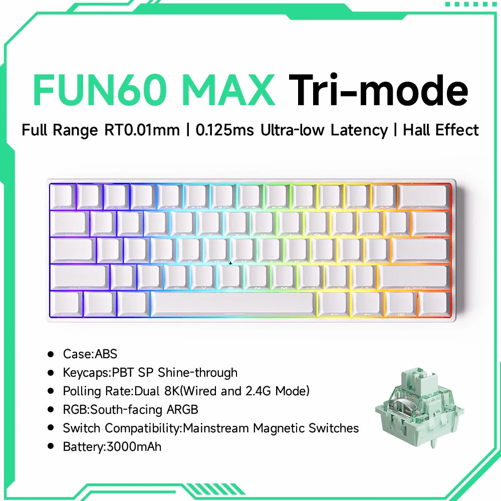 Akko MonsGeek FUN60 PRO&MAX HE Machanical Keyboard Magnetic Switch 60%  Gaming Keyboard Rapid Trigger 8K Custom Keyboard