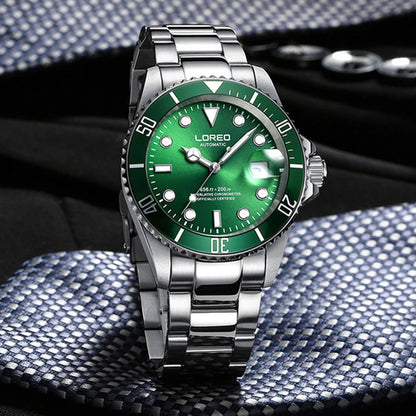 LOREO Original Men's Business Watch 20ATM Waterproof Wristwatch Top Brand Casual Sport Seagull Automatic Mechanical Watch Men