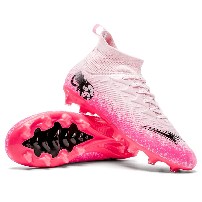 Uomo Donna Scarpe da calcio alte Antiscivolo Sneakers da calcio Traspiranti Scarpe da allenamento per futsal Scarpe da calcio da esterno su erba con tacchetti alla caviglia
