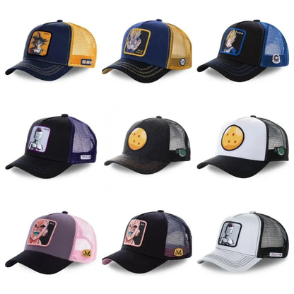 Dragon Ball Son Goku-baseballkasket til mænd, sommerkasket til rejser, broderet hiphop-solskærm, justerbar trucker-meshkasket