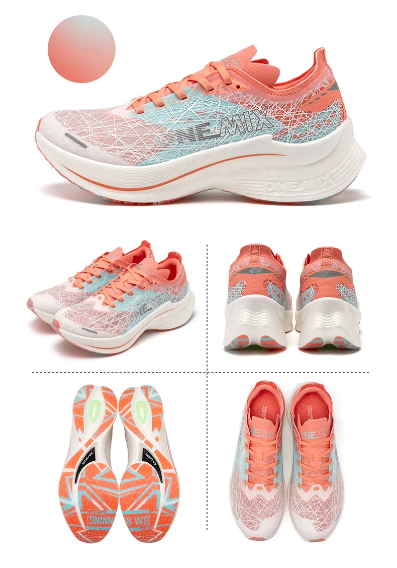 ONEMIX Carbon Plate Running Shoes for Men, Shock Absorption, Ultra-Light Sports Shoes, Rebound Outdoor Women Marathon Sneakers
