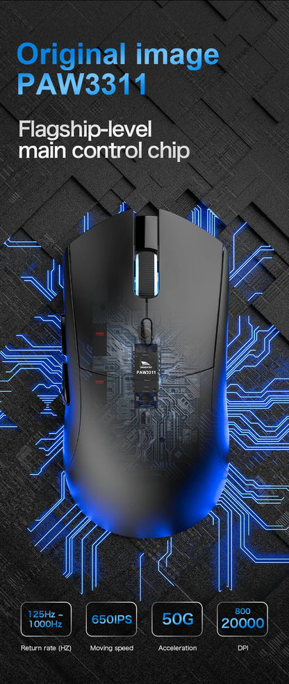 SMAILWOLF RS7 Bluetooth kabellose Gaming-Maus mit drei Modi, PAW3311, Makro-Gaming-Maus für Laptop, Gaming und Büro