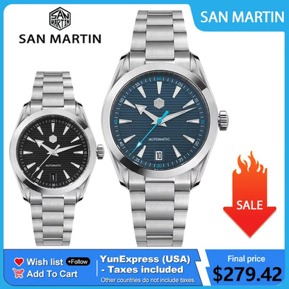 San Martin 38mm Chronometer Men's Watch SN0113W V2 ST2130 Automatic Movement Sapphire BGW9 Luminous Waterproof 100m Watch