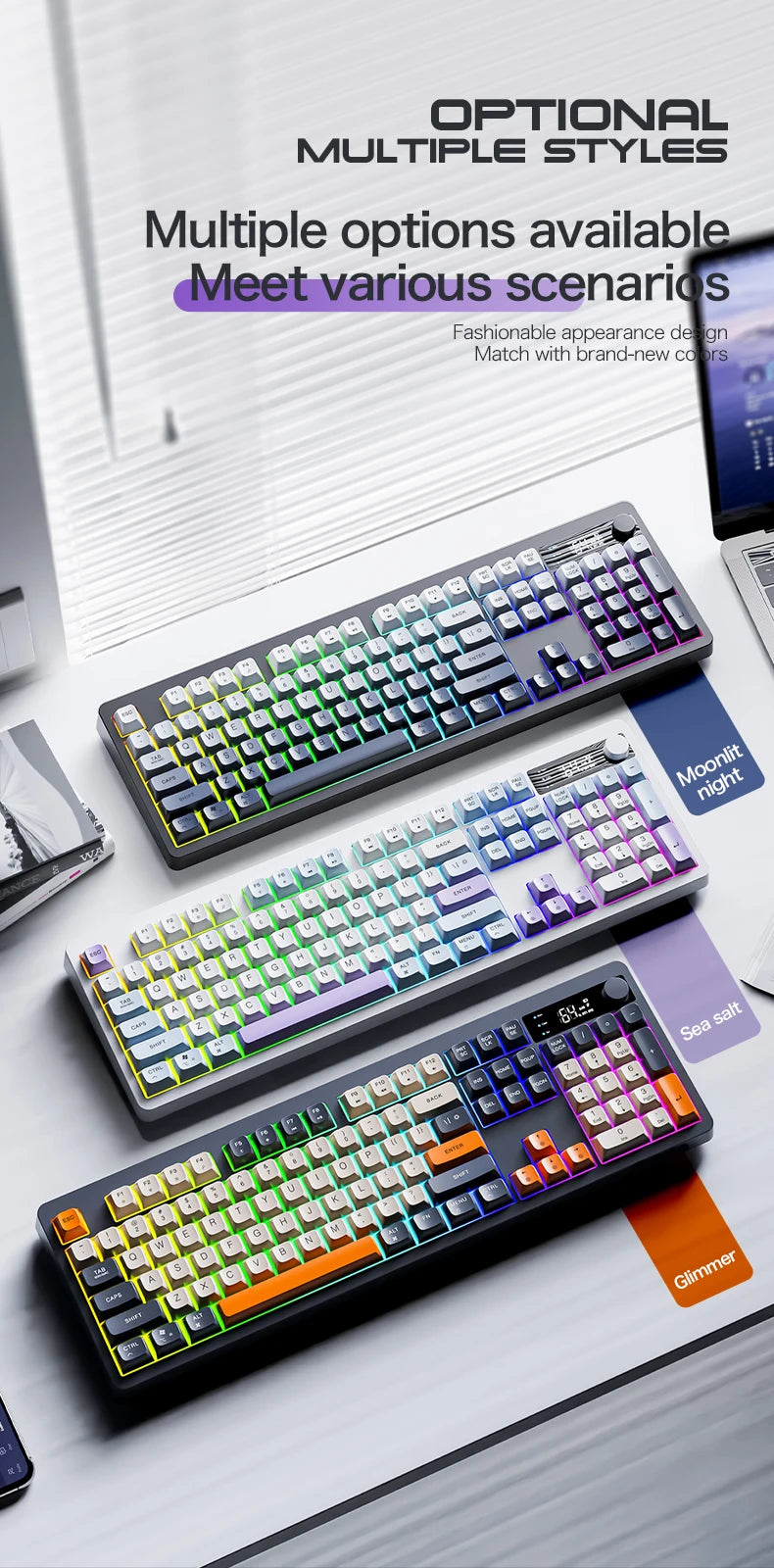 XUNFOX TK100 Wireless 2.4 Keyboard Bluetooth Dual-Mode Game Silent Office Notebook Universal Keyboard