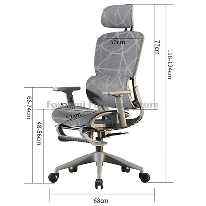Cadeira de escritório em malha respirável para computador com apoios de braços e apoio lombar, cadeira ergonómica ajustável para secretária, casa e gaming, com encosto de cabeça