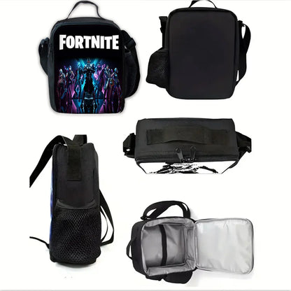 Hot Game Child School Backpack with Lunch Bags, Design-F-FortniteS Pencil Bags, School Bags for Boys Girls Best Gift