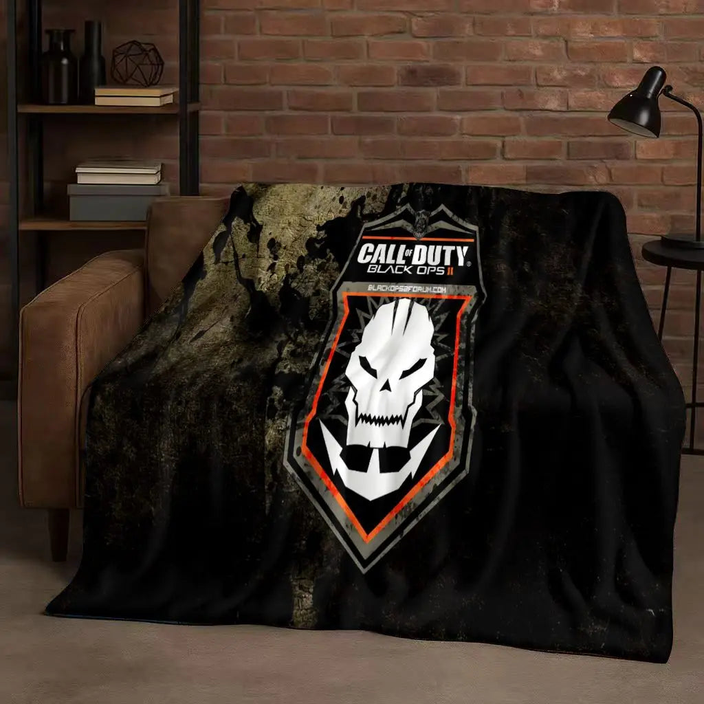 HD Classic Gun Game Call of Duty COD Ghost Simon Flannel Blanket,Ultra Soft Warm Plush Throw for Home Bedroom Bed Sofa Cover Kid
