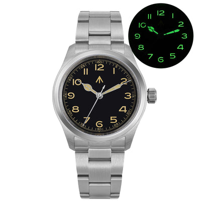 Militado ML08 Quartz Watch VH31 Movement Double Domed Sapphire Crystal Wristwatch Super C3 Green Luminous 38mm Vintage Watches