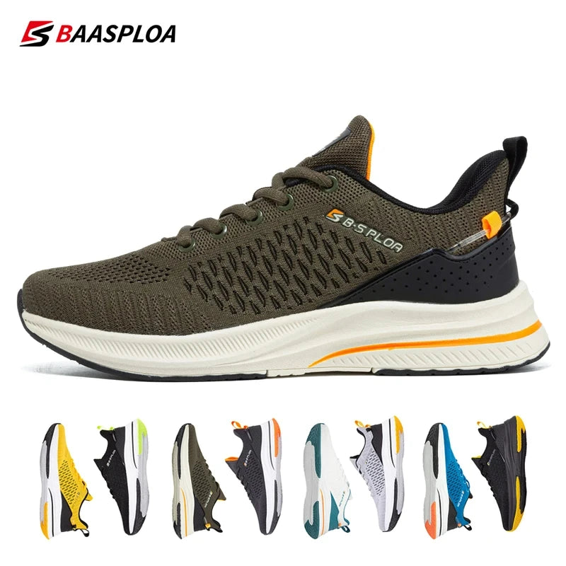 Baasploa Lightweight Running Shoes for Men, Comfortable Men’s Designer Mesh Casual Sneakers, Lace-Up Male Outdoor Sports Tennis Shoes