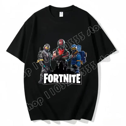 Fortnite Crew Neck T-Shirt Unisex Adult Game Dance Fashion New Pure Cotton Short Sleeve Tops Perfect for Casual Wear Vacations