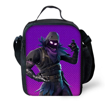 Hot Game Child School Backpack with Lunch Bags, Design-F-FortniteS Pencil Bags, School Bags for Boys Girls Best Gift