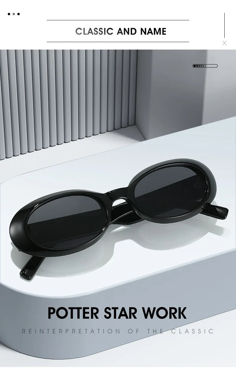 Classic Oval Sunglasses Women Men New Thick Frame Party Sunglasses Hip Hop Cool Luxury Designer Brand Eyeglasses UV400 Eyewear