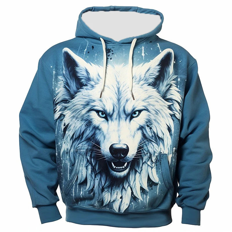 Animal Wolf 3D Print Hoodies Men Women Autumn Fashion Streetwear Oversized Hooded Sweatshirts Pullovers Y2k Tops Unisex Clothing