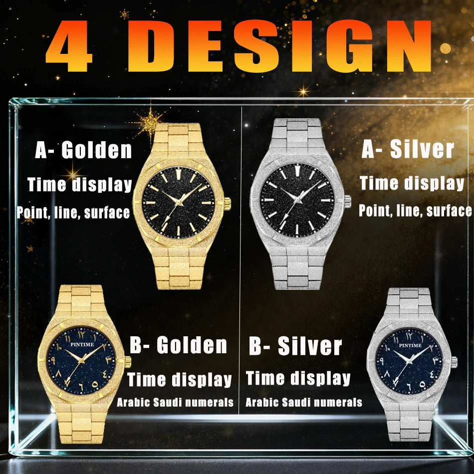 Men's wristwatch Starry Frosted Men Quartz Watch Fashion And Luxury Gentleman Watches Golden Watch Waterproof Silver Accessories