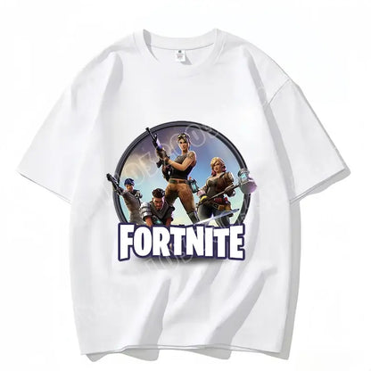 Fortnite Crew Neck T-Shirt Unisex Adult Game Dance Fashion New Pure Cotton Short Sleeve Tops Perfect for Casual Wear Vacations