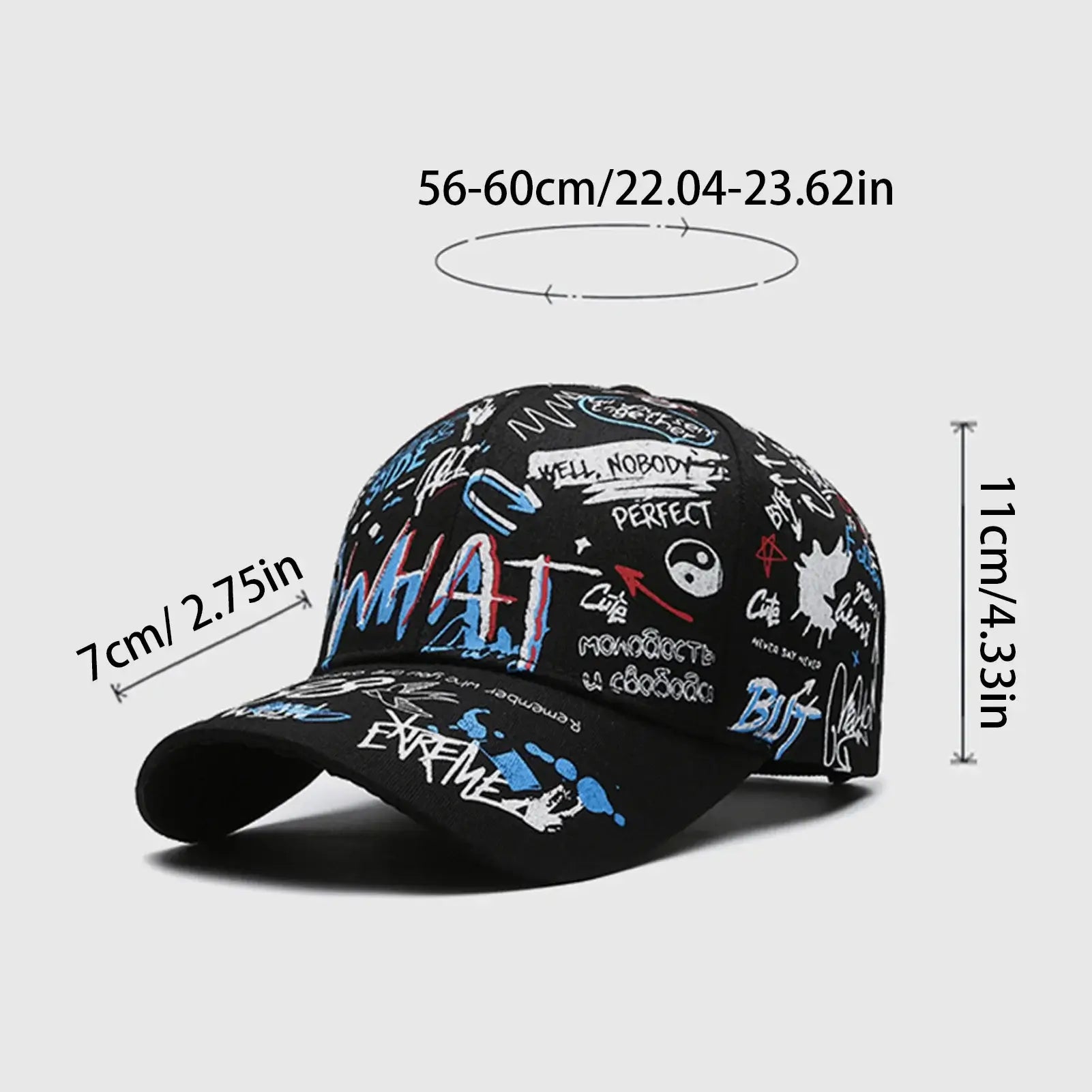 Produit gaming premium Fraquane, produits de luxe, nouvelle génération, équipement gamer, Graffiti Print Baseball Cap Adjustable Sun Protection Breathable Hat for Outdoor Activities Fishing Camping