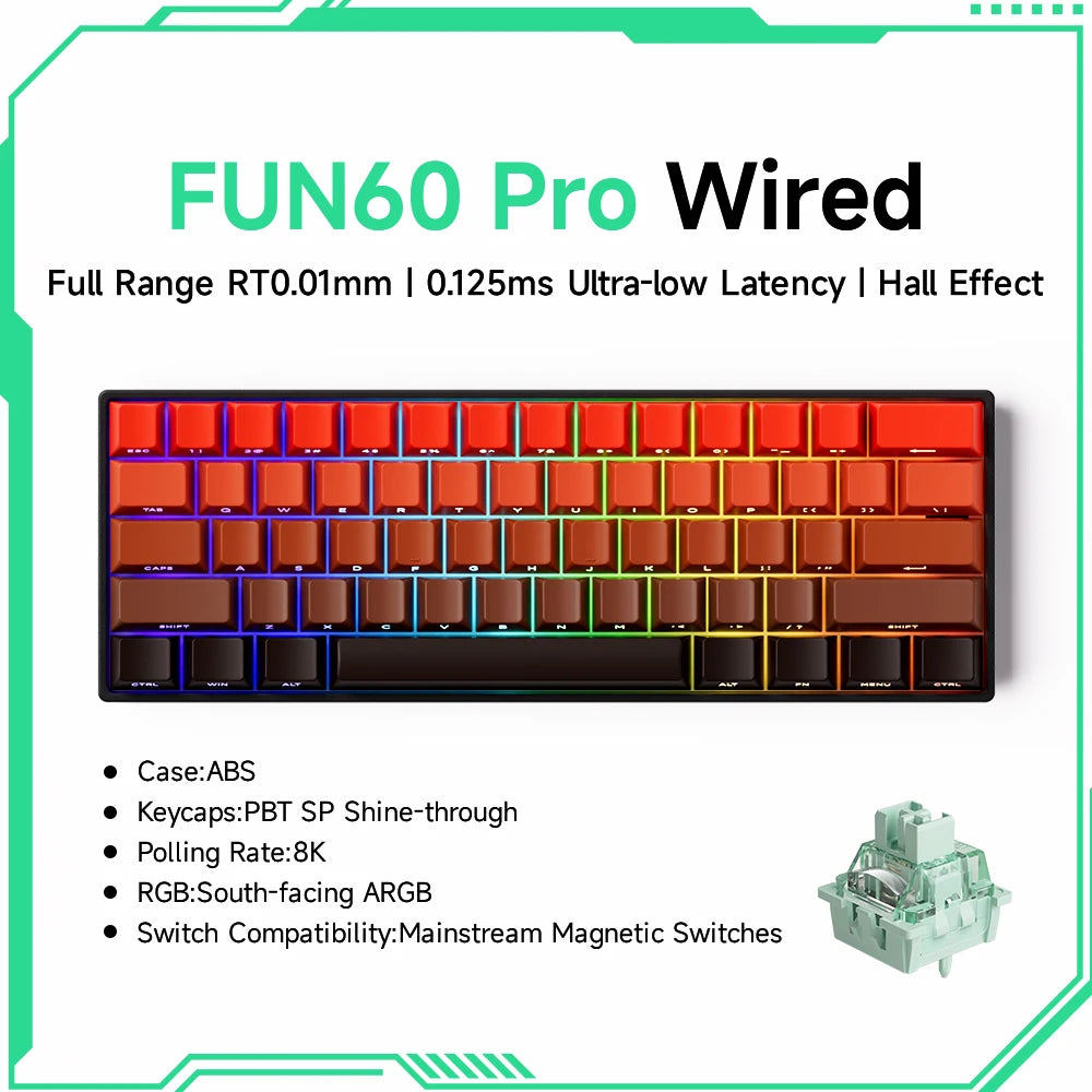Akko MonsGeek FUN60 PRO&MAX HE Machanical Keyboard Magnetic Switch 60%  Gaming Keyboard Rapid Trigger 8K Custom Keyboard