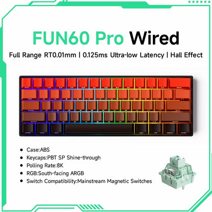 Akko MonsGeek FUN60 PRO&MAX HE Machanical Keyboard Magnetic Switch 60%  Gaming Keyboard Rapid Trigger 8K Custom Keyboard