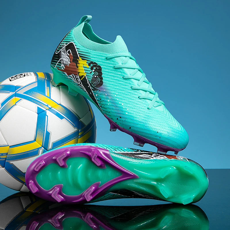 New Men Football Boots Cleats Non-Slip Match Ultralight Soccer FG Training Shoes Soccer Shoes Long Spikes Outdoor Drop Shipping
