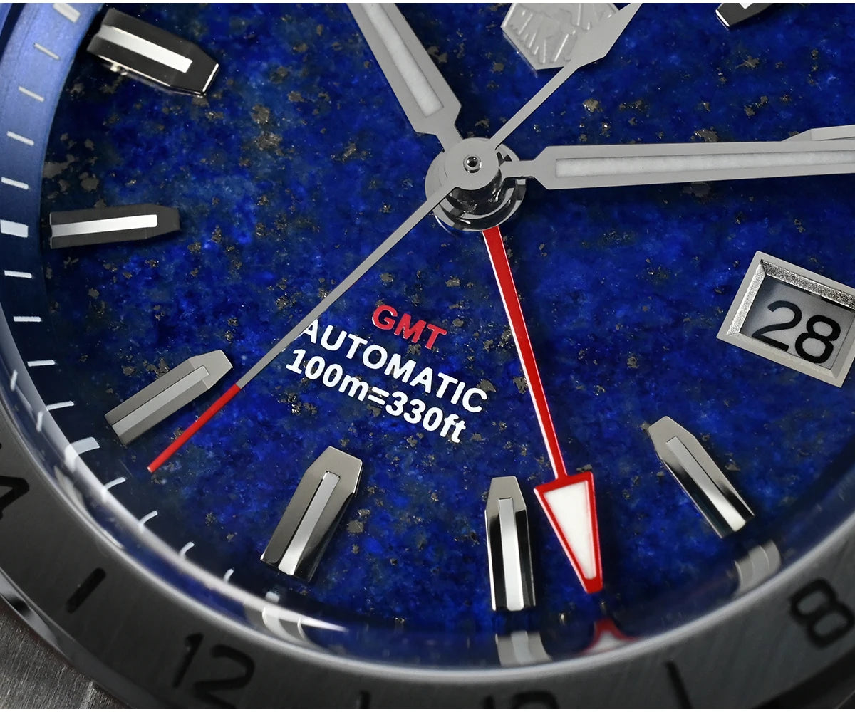 San Martin 39mm Aventurine Gemstone Dial Luxury Men's Watch NH34 GMT Automatic Mechanical Sapphire Waterproof Luminous SN0129