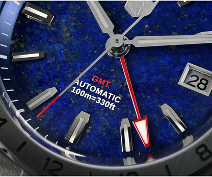 San Martin 39mm Aventurine Gemstone Dial Luxury Men's Watch NH34 GMT Automatic Mechanical Sapphire Waterproof Luminous SN0129