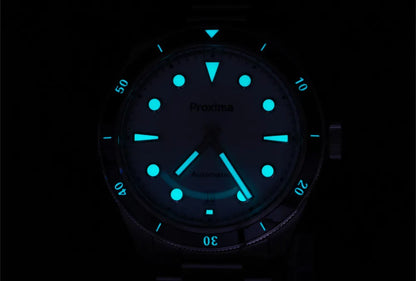 Proxima PX1697 39mm Men Watch White Enamel Dial Bubble Sapphire PT5000 SW200 Automatic Mechanical Vintage Watches 20Bar Luminous