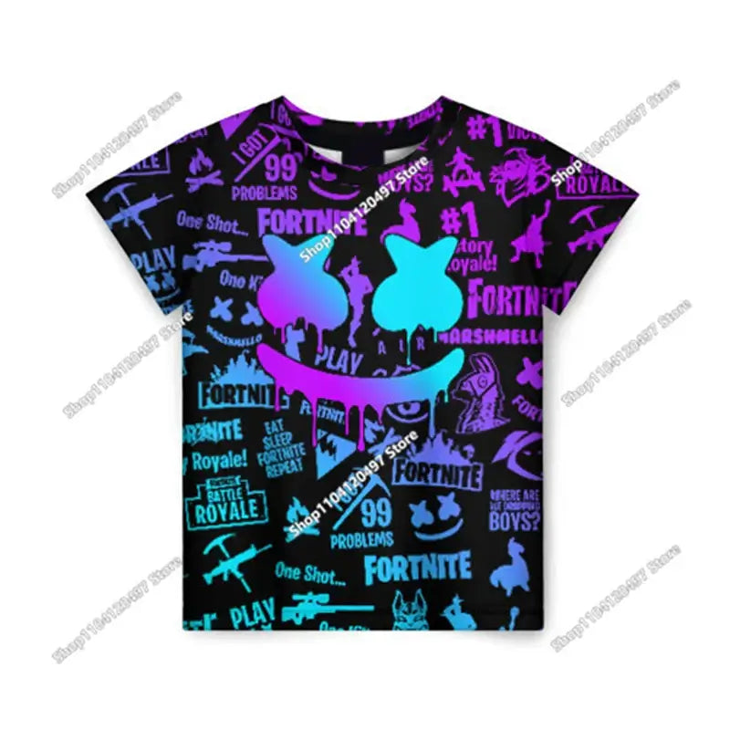 T-shirt 3D Halloween Peely per ragazzi e ragazze, maglietta natalizia Fortnite, Battle Royale Streetwear per bambini, Victory Game, T-shirt da uomo, abbigliamento
