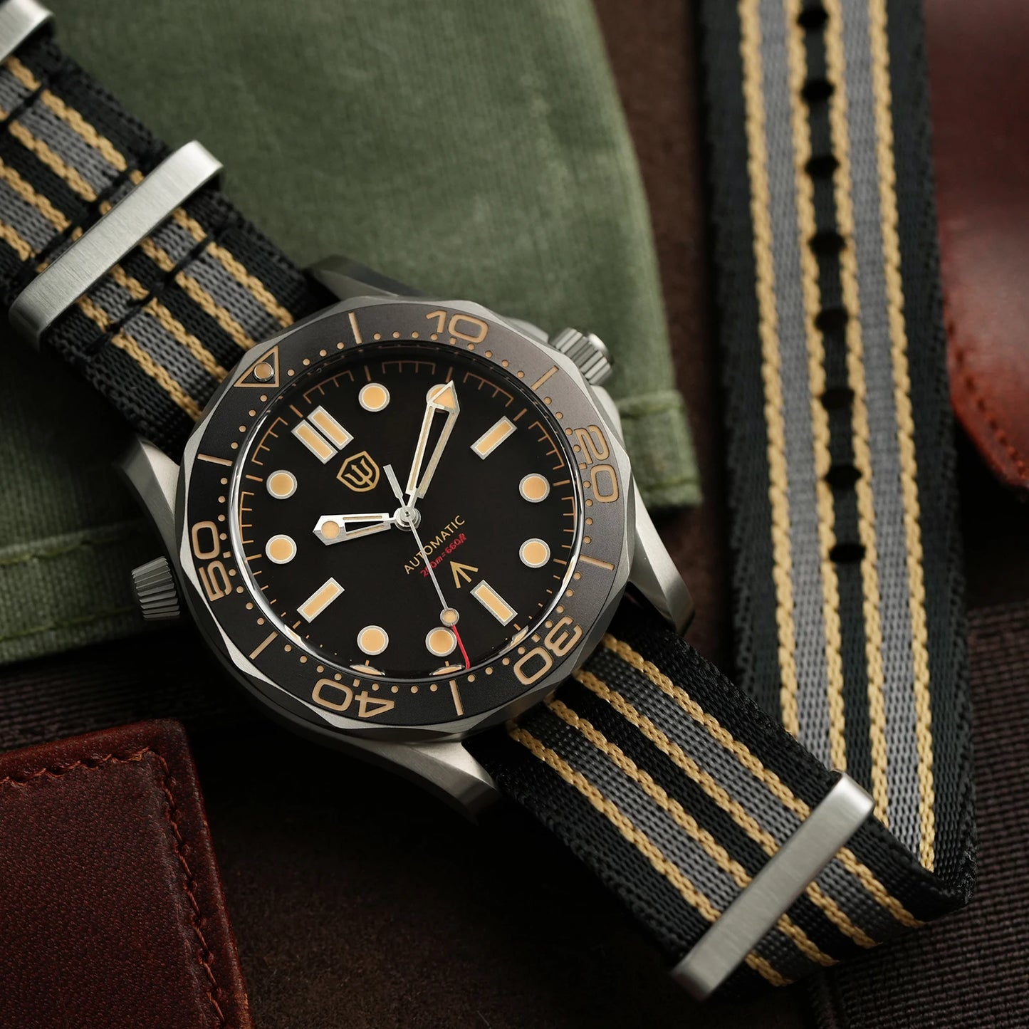 Watchdives WD007 V2 39mm Titanium Dive Watch PT5000 Automatic Movement Luminous 200m Waterproof Domed Bubble Sapphire Watches