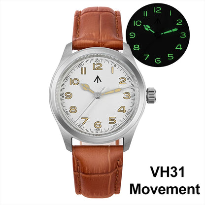 Militado ML08 Quartz Watch VH31/Ronda 515 Quartz Movement Vintage Watch Double Domed Sapphire Crystal BGW9 Luminous Men's Watch