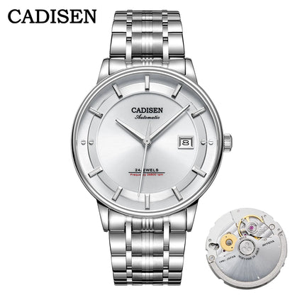 CADISEN Ultra-thin Mechanical Wristwatch Japan MIYOTA 9015 Top Brand Luxury Single-dome Sapphire Crystal Automatic Watch Man