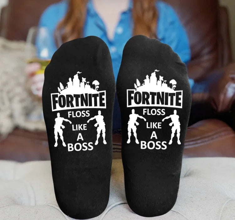 FORTNITE Sportsocken Sommer Schwarz Weiß Atmungsaktive Low-Cut-Socken No-Show Baumwolle Weiche Sport- und Freizeitsocken Kurz