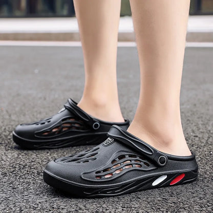 Sandales légères d'été pour hommes, chaussures décontractées, sabots troués, pantoufles plates de plage pour hommes, grande taille 49