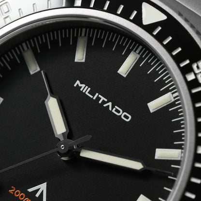 MILITADO ML25 VH31 Sweep Second Quartz Watch Men Swiss Ronda 515 Movement 200m Sapphire Crystal Ceramic Bezel 316L Steel Watches