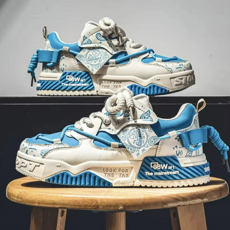 Modni skate čevlji, moški superge, moški dihalni tekaški čevlji, zunanji mrežasti čevlji za prosti čas, moški čevlji z vezalkami, vulkanizirani čevlji, Zapatillas