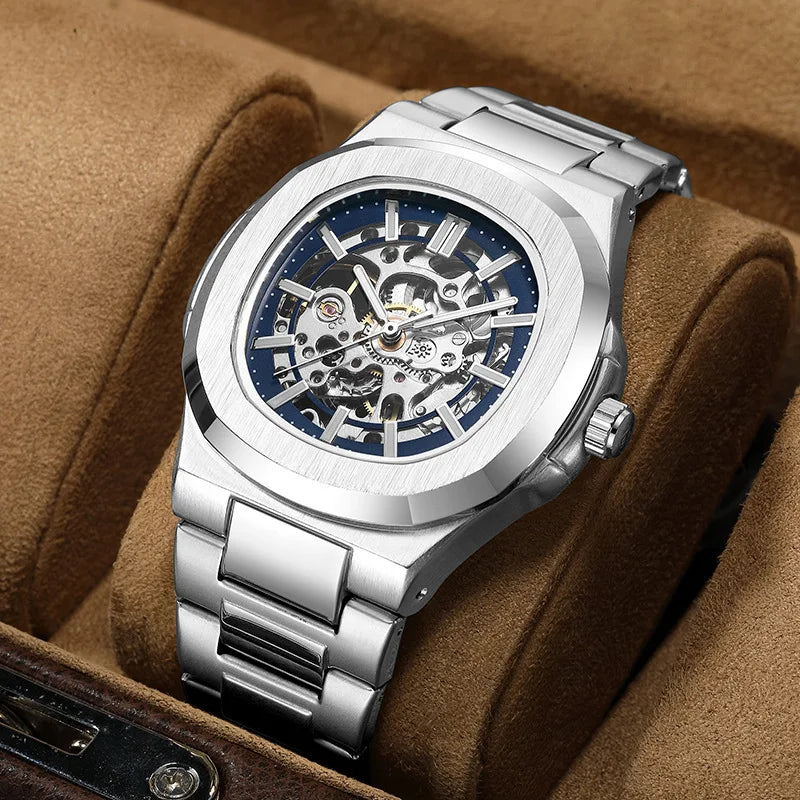 Hollow Out Men's Mechanical Wrist Watches Skeleton Design Luxury Full Automatic Man Watch relogio