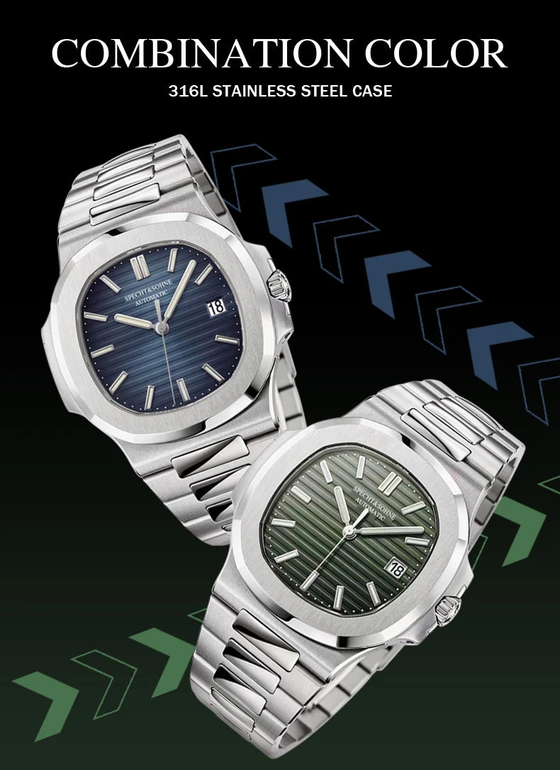 Novo relógio masculino Specht&Sohne mecânico Japan Miyota 8215 Movt em aço inoxidável rose gold clássico 5711 impermeável