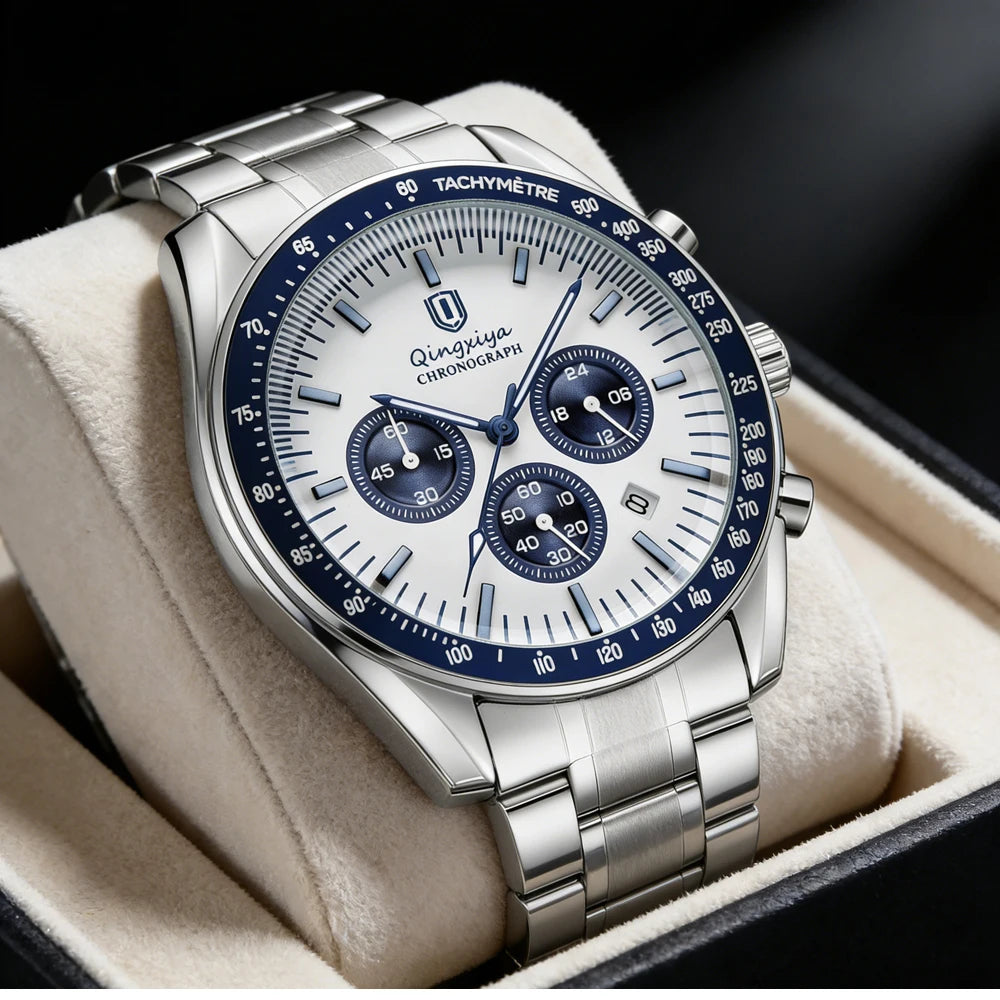 Luxury Brand Men Quartz Watch Waterproof Luminous Stainless Steel Men's Watches 24 Hours Chronograph Date Business Watch For Man