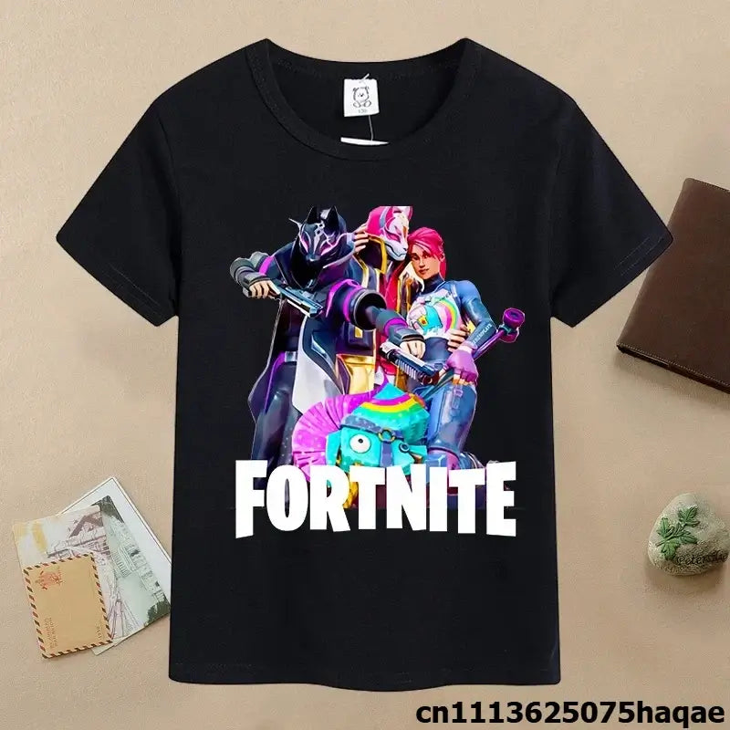 Summer Fortnite Children T-shirt Cartoon Game Figure Printed T-shirt Boys Casual Sports T-shirt Short Sleeves Kids Clothing
