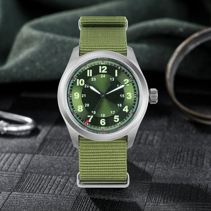 Militado ML08 38mm Quartz Watch VH31 Movement Double Domed Sapphire Crystal Wristwatch Super C3 Green Luminous Vintage Watches