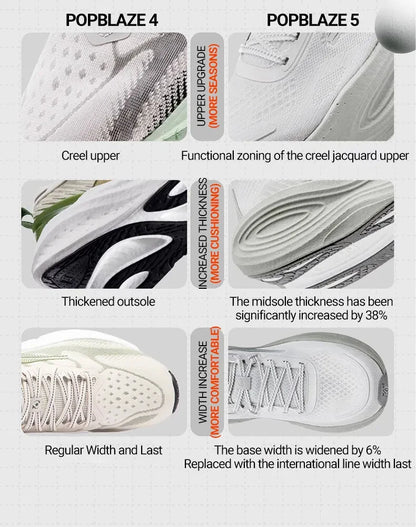 361 Degrees PopBlaze 5 Chaussures de course pour homme - Nouvelles semelles épaisses amortissantes, respirantes et antidérapantes - Baskets de jogging d'extérieur pour homme 672532212