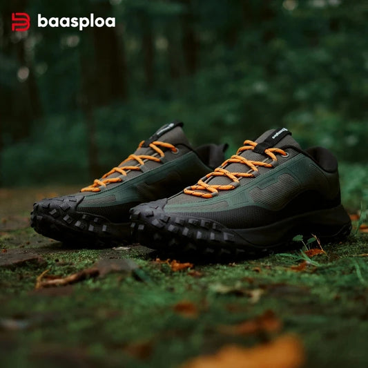 Baasploa Men Hiking Shoes High Quality Comfort Soft Waterproof Male Trekking Sneakers Resistant Non-Slip Outdoor Climbing Shoes