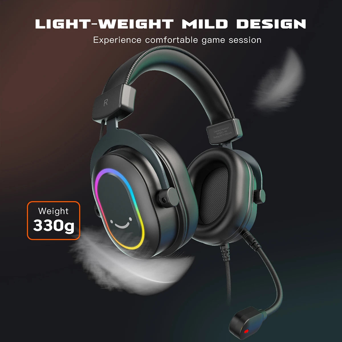 Auriculares gaming RGB FIFINE con micrófono – Auriculares USB circumaurales con cable, sonido envolvente 7.1, para PC, PS4 y PS5, con modos EQ y aislamiento de ruido