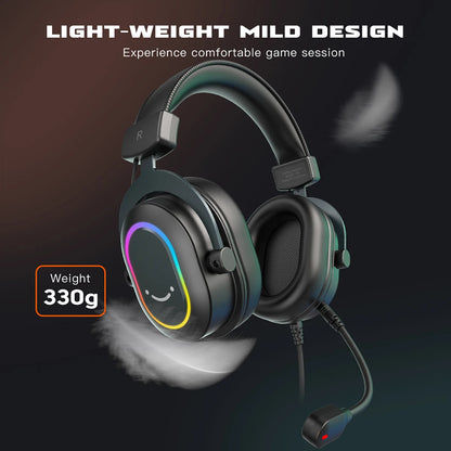 Auriculares gaming RGB FIFINE con micrófono – Auriculares USB circumaurales con cable, sonido envolvente 7.1, para PC, PS4 y PS5, con modos EQ y aislamiento de ruido