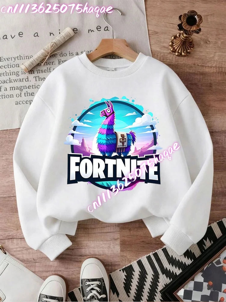 Fortnite Series Kids Sweatshirts Trendy Boys Girl Long Sleeves Pullover Tops Autumn Winter Cartoon Child Clothes Birthday Gifts