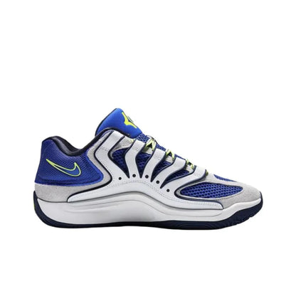 Nike KD 18 rutschfeste, abriebfeste Low-Top-Basketballschuhe für Herren, Weiß/Blau HV1991-400