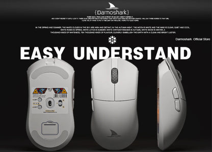Mouse da gaming Darmoshark M3Pro 2.4G BT wireless tri-mode, sensore PAW3395, N52840, 26000DPI, mouse con driver macro per mani grandi per il gaming