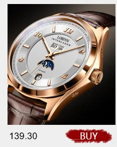 Luxury Brand Switzerland LOBINNI Perpetual Calendar Automatic Mechanical Men's Watches Sapphire Multi-function Clock L13019-8